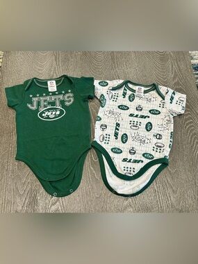 NFL New York Jets 2 Pc Creeper One Piece Bodysuits Infant Baby Size 0-3